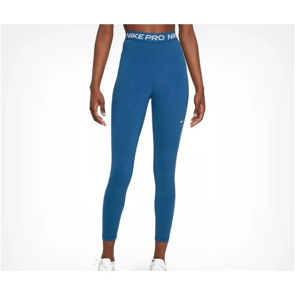Nike Pro Women's‎ High Rise 7/8 length Training Tight Fit Leggings Blue Sz M NEW